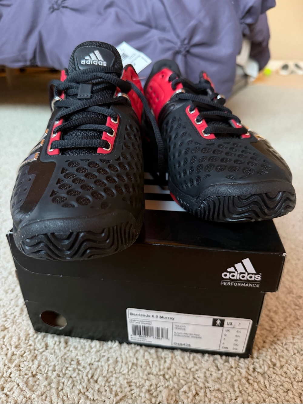 adidas Black and Red Men's Tennis Shoes